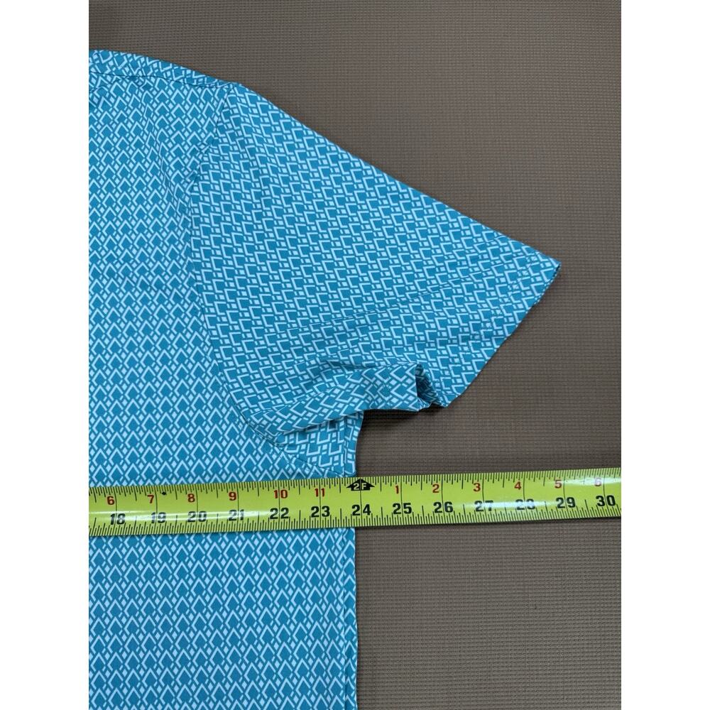 Kenneth Cole Golf Polo Shirt XL Teal Geometric Print Stretch Performance Mens - Picture 5 of 8